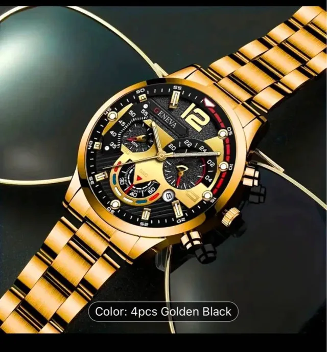 Men's Geneva Gold Watch Set image indicator(7)