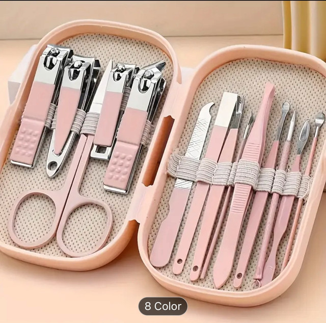 14-Piece Pink Manicure Set with Case