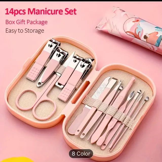 14-Piece Pink Manicure Set with Case image indicator(3)