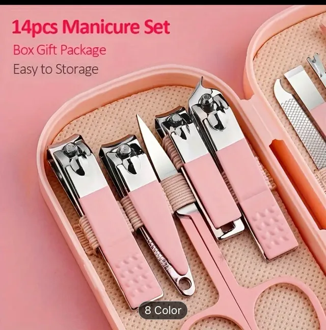 14-Piece Pink Manicure Set with Case image indicator(4)