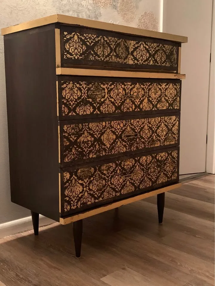 One-of-a-Kind Espresso & Gold Dresser – Artistic Refinish image indicator(2)