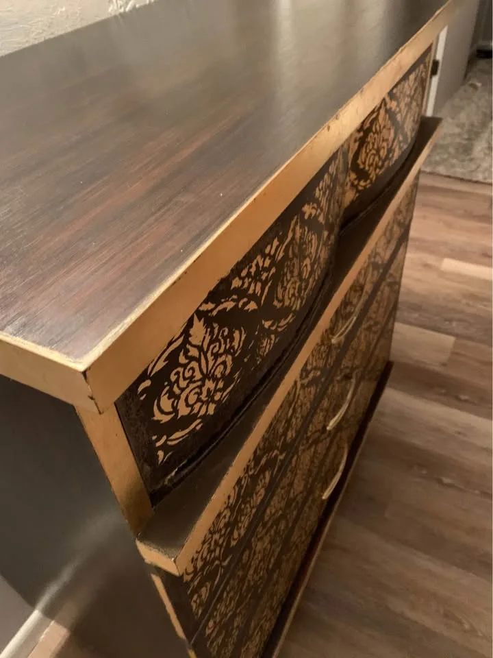 One-of-a-Kind Espresso & Gold Dresser – Artistic Refinish image indicator(3)