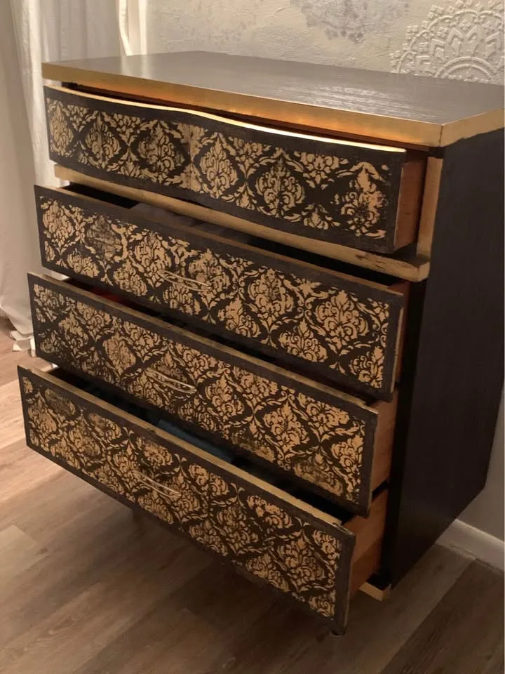 One-of-a-Kind Espresso & Gold Dresser – Artistic Refinish image indicator(5)