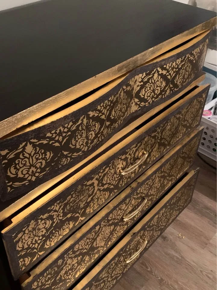 One-of-a-Kind Espresso & Gold Dresser – Artistic Refinish image indicator(6)