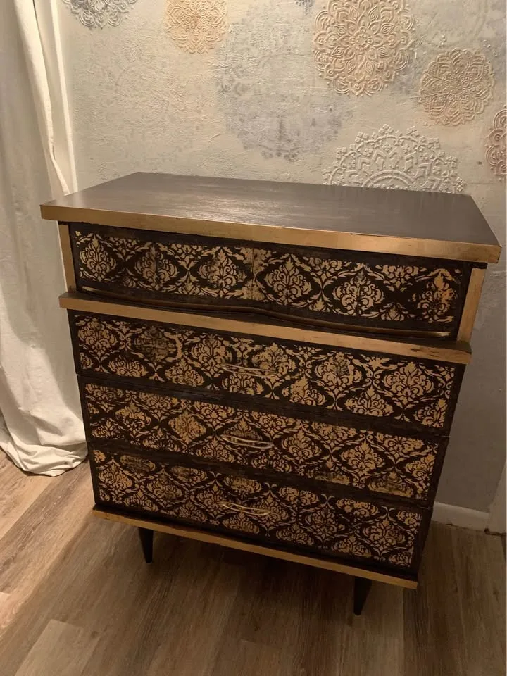 One-of-a-Kind Espresso & Gold Dresser – Artistic Refinish image indicator(8)