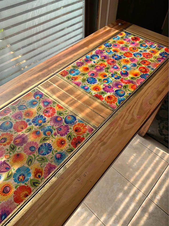 Golden Bloom Console Table