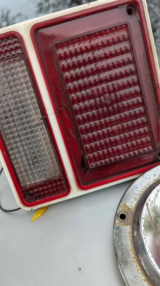 Vintage Car Parts Lot – Hubcaps, Tail Lights, Mirror image indicator(2)