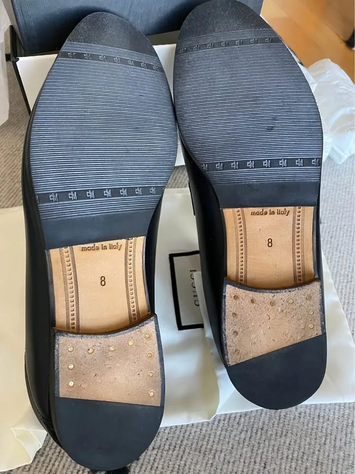 Gucci Black Web Horsebit Loafers Size 42 image indicator(5)