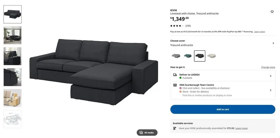 IKEA KIVIK Three Seater Sofa image indicator(8)