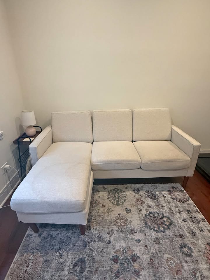 71" Cream Sectional Reversible Chaise