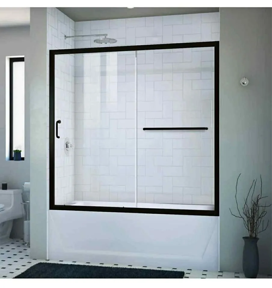 DreamLine Bathtub Door 56-60"x58" Matte Black, NEW thumbnail