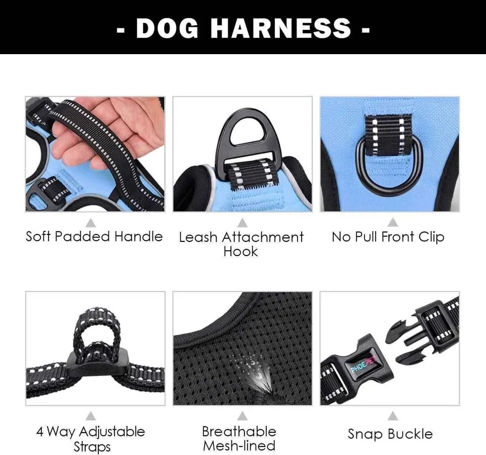 Phoepet No Pull Dog Harness Reflective Vest image indicator(4)