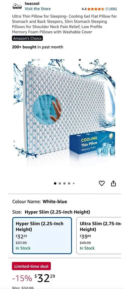 Ultra Thin Cooling Gel Pillow thumbnail