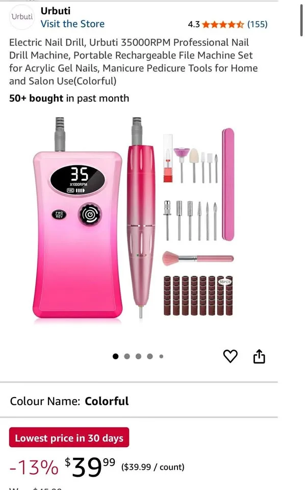 New URBUTI Electric Nail Drill, 35000RPM thumbnail