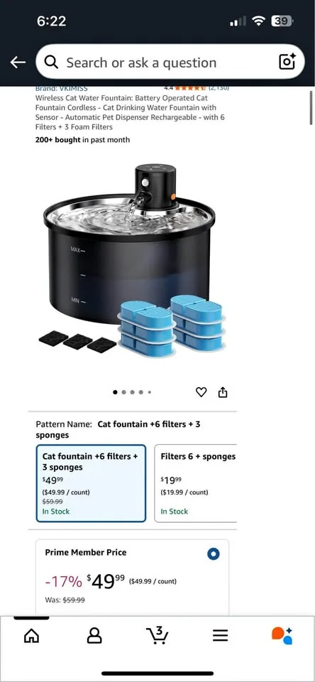 VKIMISS Wireless Cat Water Fountain - 108oz thumbnail