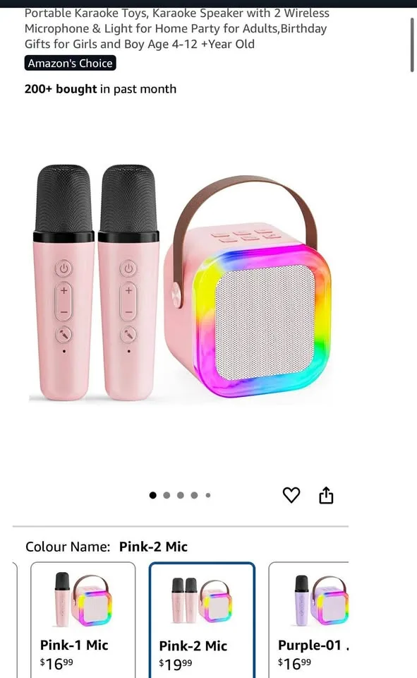 Mini Karaoke Machine for Kids, with 2 Wireless Microphone thumbnail