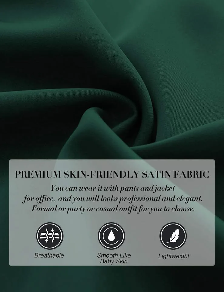 Brand new Women's Casual Long Sleeve Satin Silk Blouse/top ,XL image indicator(7)