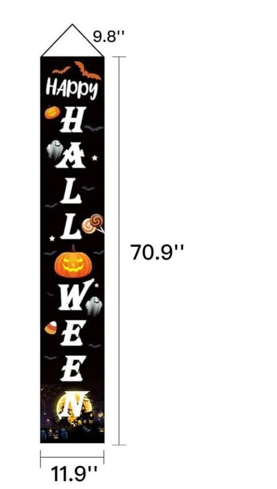 New 2pcs Halloween Porch Banner Outdoor Decorations image indicator(5)