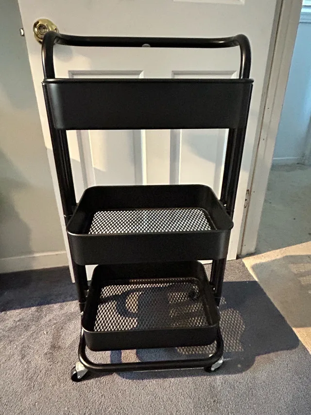 3 Tier Mesh Storage Cart Organization Rolling Utility Rack image indicator(6)