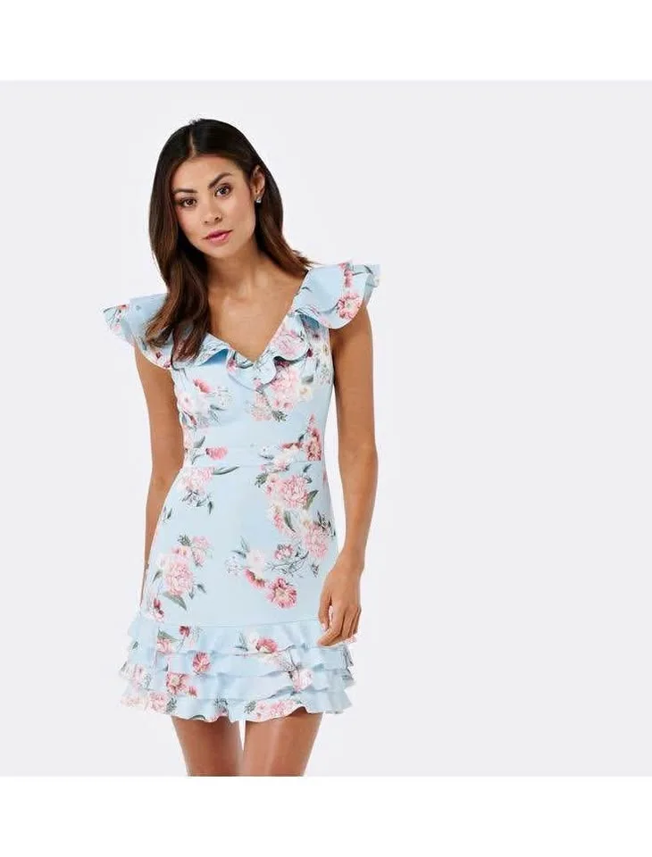 Ever New Floral Print Crepe Frill Dress Sz 6 thumbnail