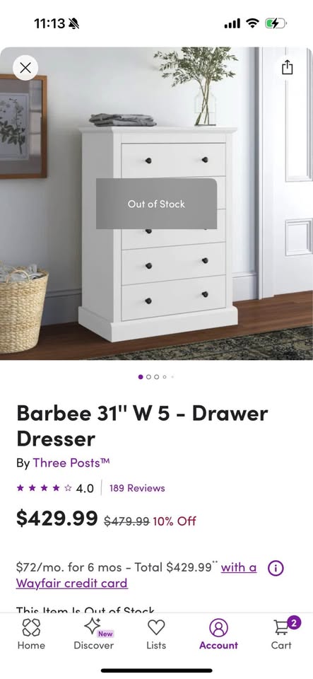 White tall 5 drawer dresser - photo 4