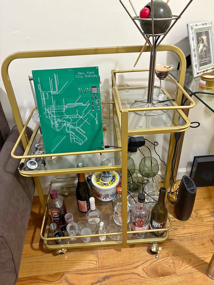 Gold and glass bar cart