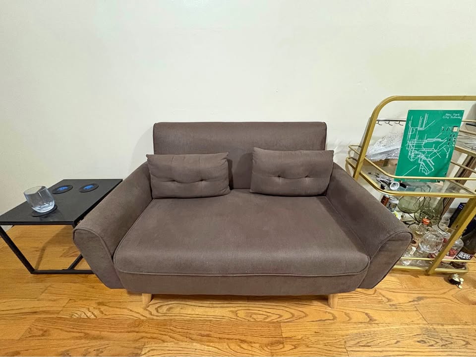 Brown loveseat (perfect for small apartments!)