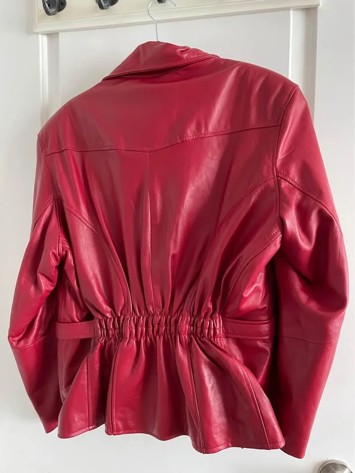 NEVER WORN Women’s Vintage Red Leather Jacket image indicator(2)