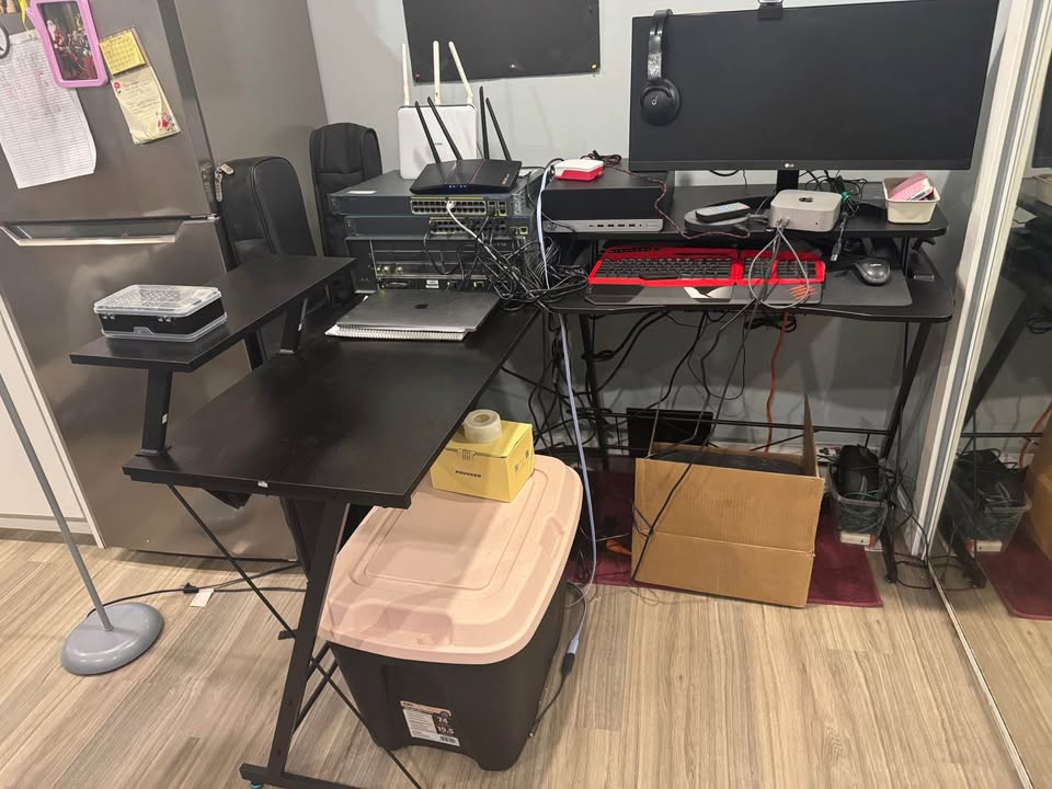 L-Shaped Desk with Monitor Stand and Standing Desk Riser - photo 2