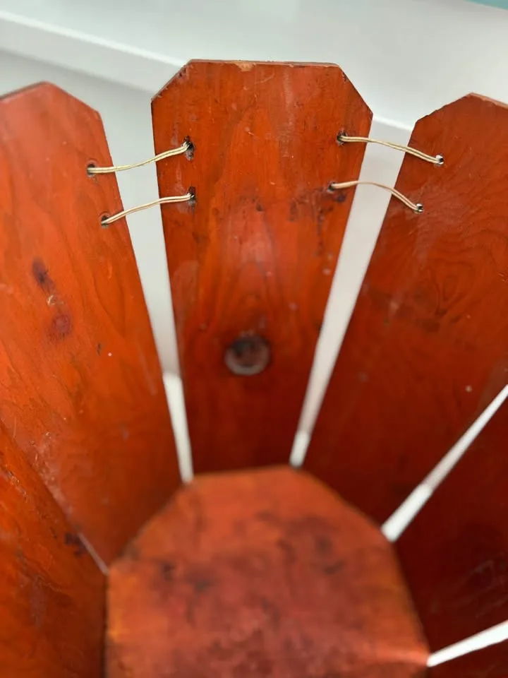 Vintage Leather Bound Craftsman Wooden Waste Basket image indicator(6)