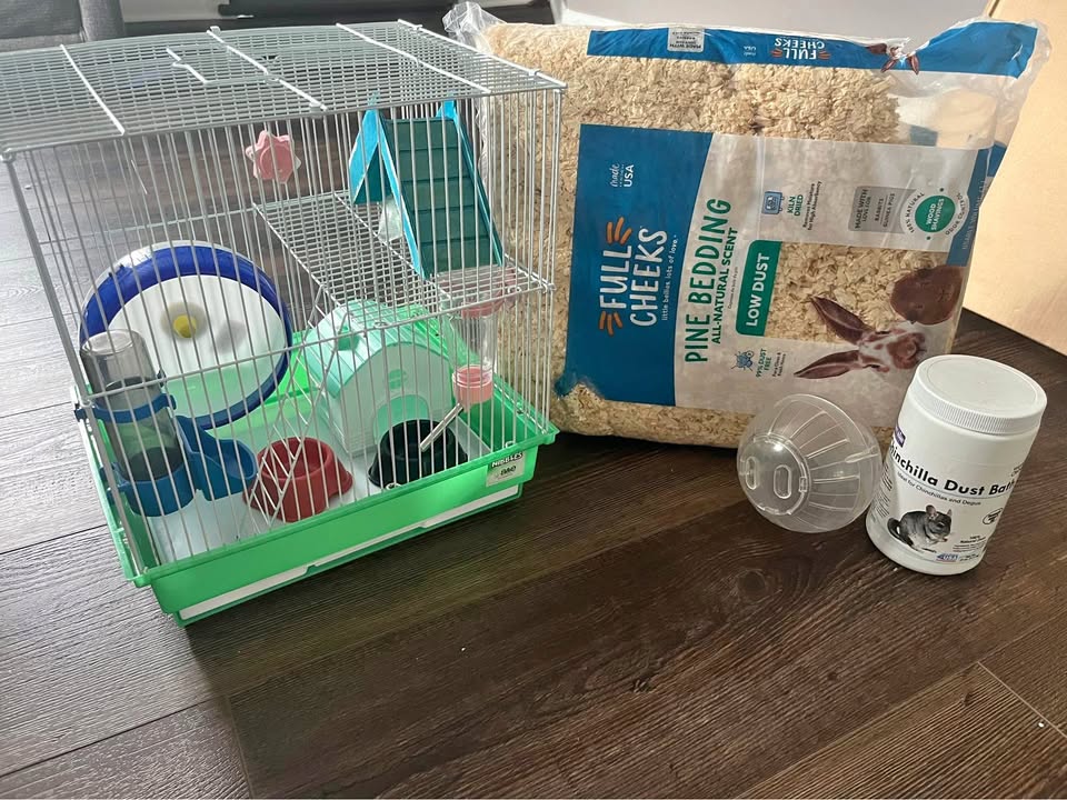 Mini Hamster Cage + Supplies
