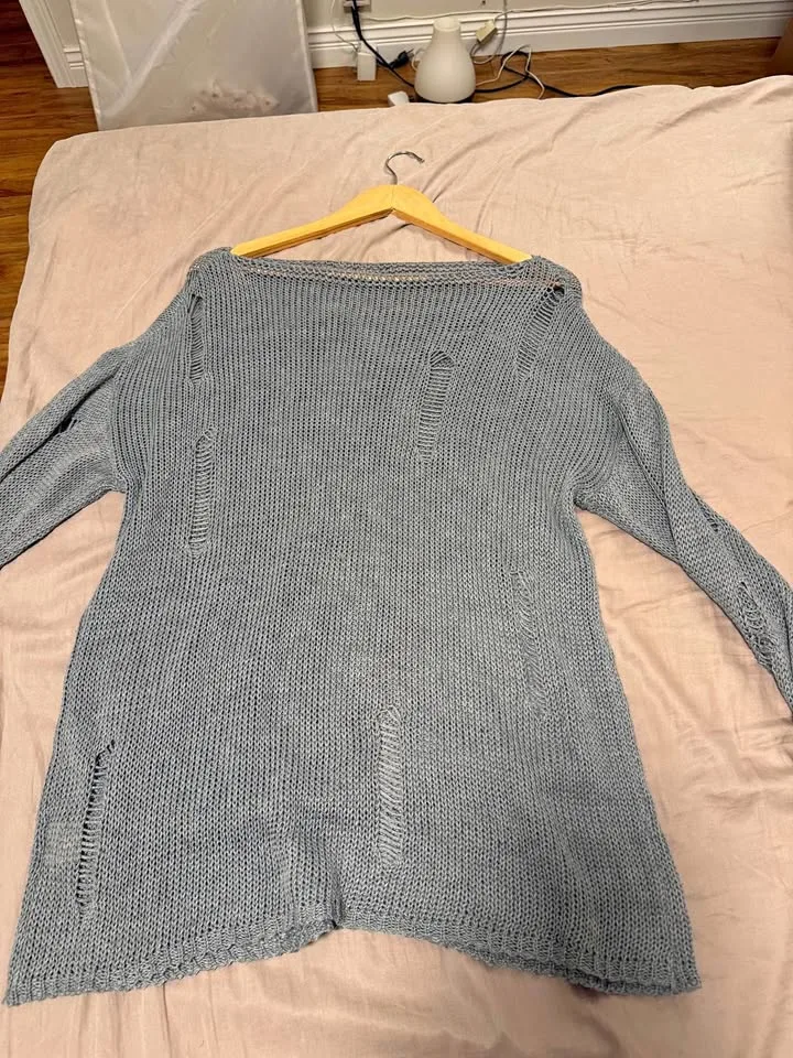 gray ripped sweater thumbnail