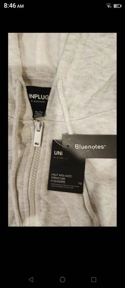 Sweater womens hoodie grey Unplug bluenotes XL size image indicator(2)