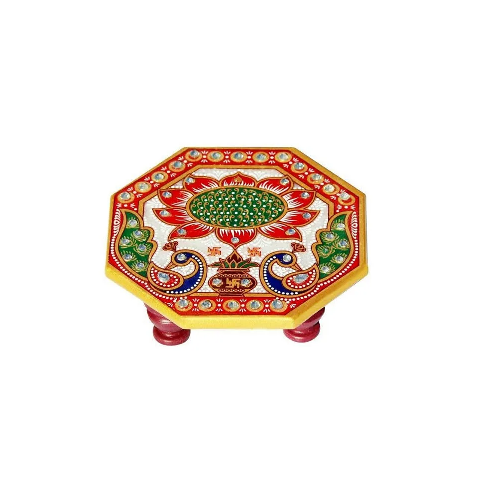 Marble pooja Chowki Hexagonal 4x4 inches thumbnail