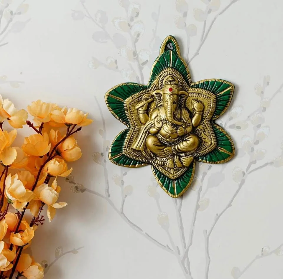 Ganesha Flower Metal Wall Decor thumbnail