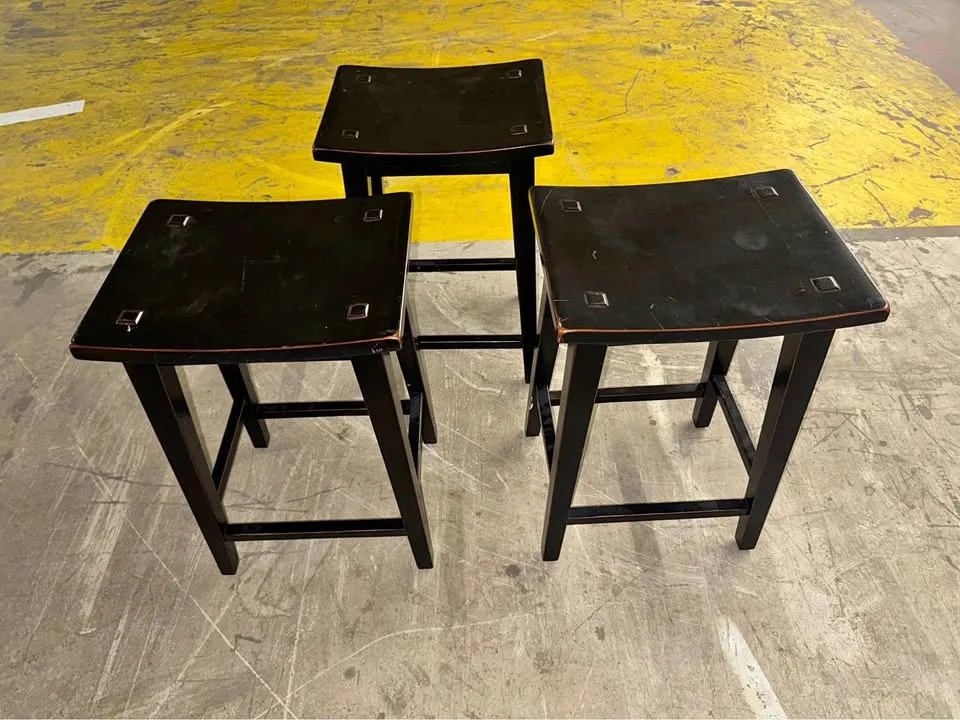 Counter Height Backless Saddle Wood Stools thumbnail