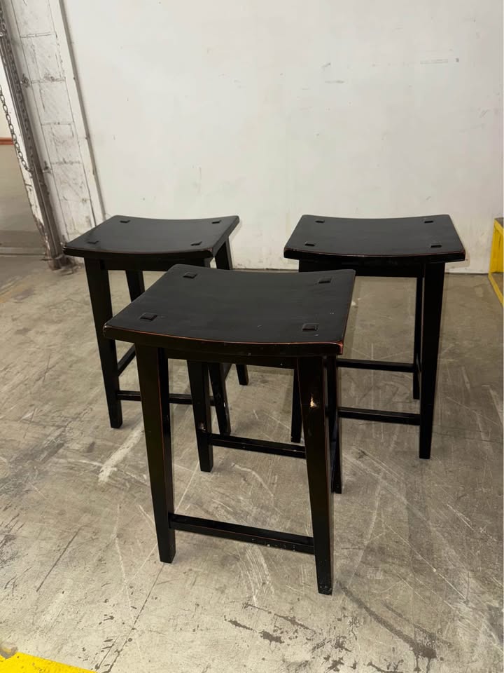 Counter Height Backless Saddle Wood Stools - photo 2