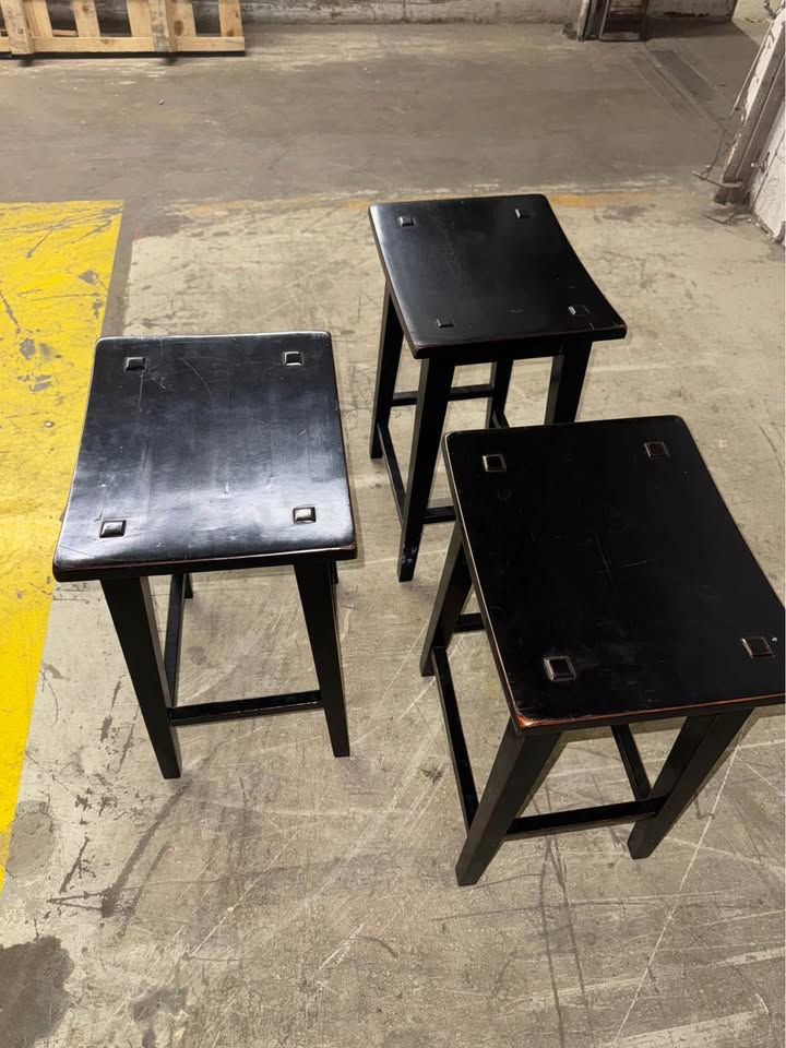 Counter Height Backless Saddle Wood Stools - photo 3