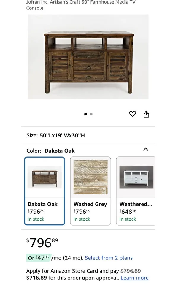 Artisan's Craft 50" Farmhouse Media TV Console image indicator(10)