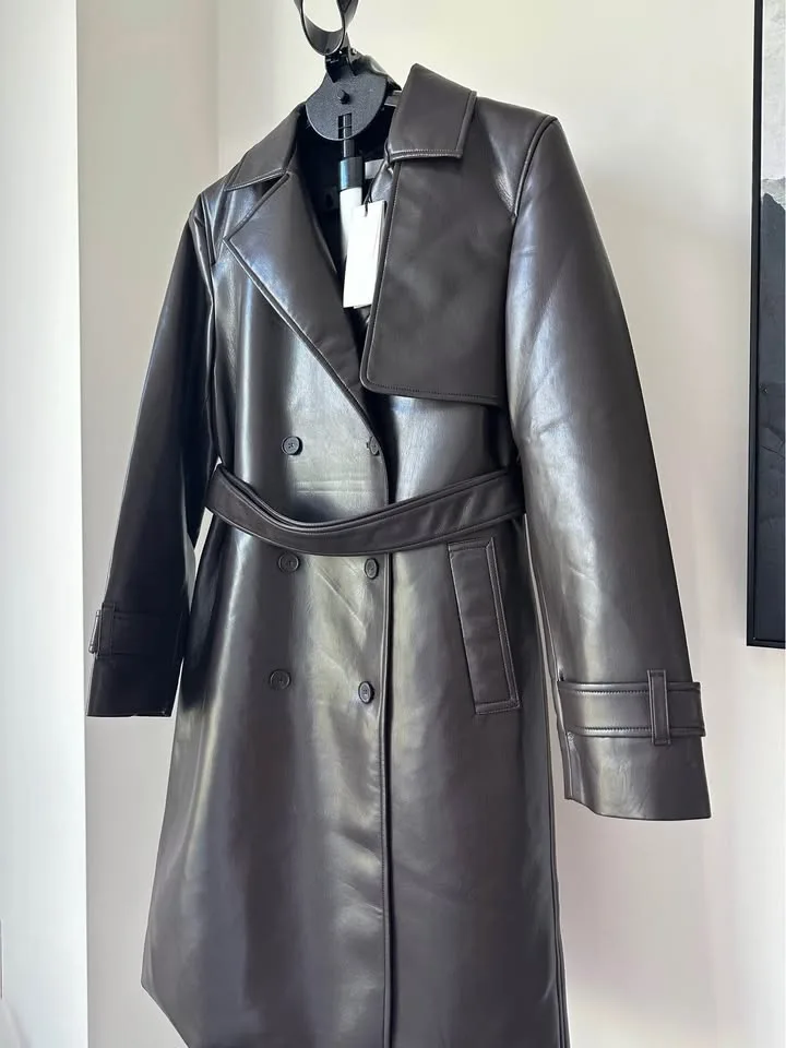 Aritzia New Tabloid Leather Trench Coat Size XS, M NWT image indicator(3)