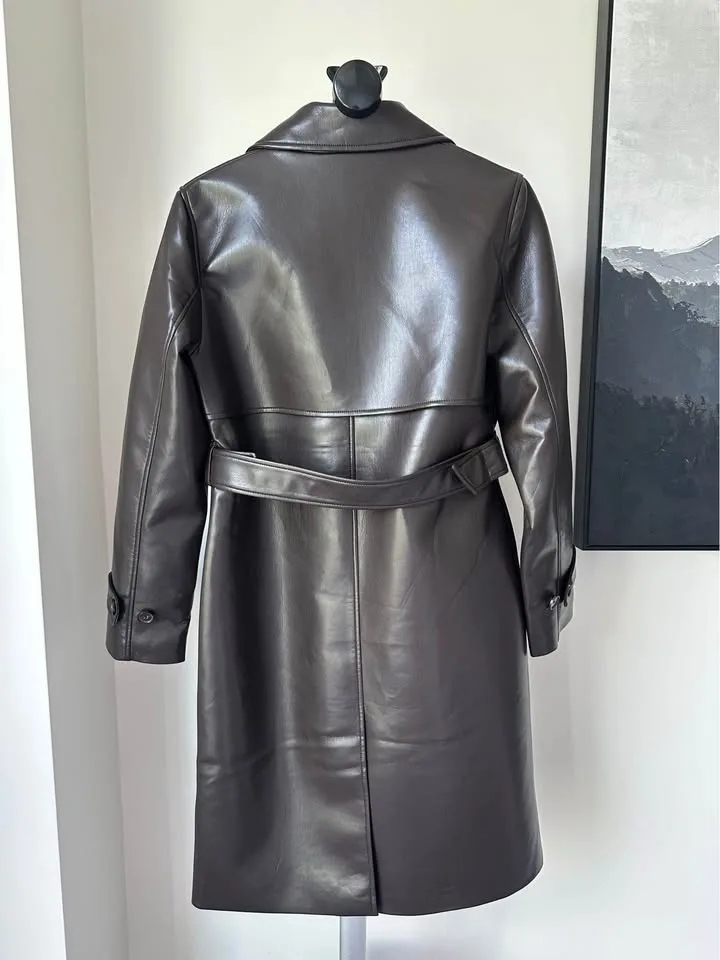 Aritzia New Tabloid Leather Trench Coat Size XS, M NWT image indicator(4)