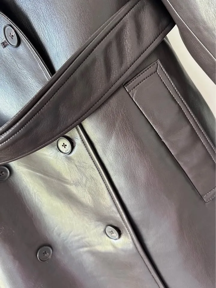 Aritzia New Tabloid Leather Trench Coat Size XS, M NWT image indicator(6)