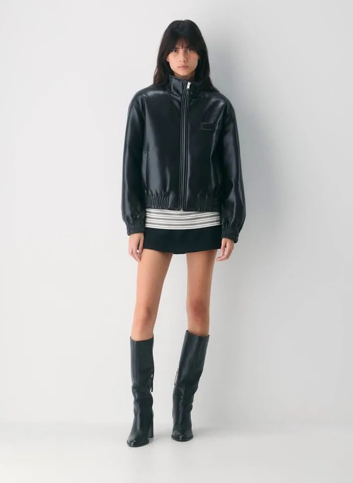 Aritzia Josephine Bomber Leather Jacket Size 2XS NWT image indicator(2)