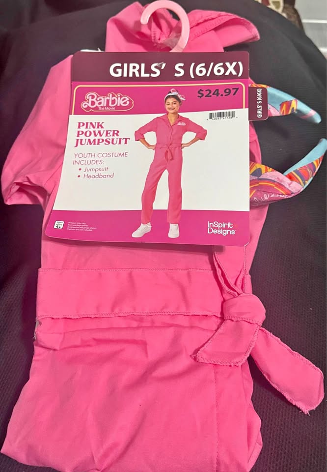Girls Pink Power Barbie Jumpsuit