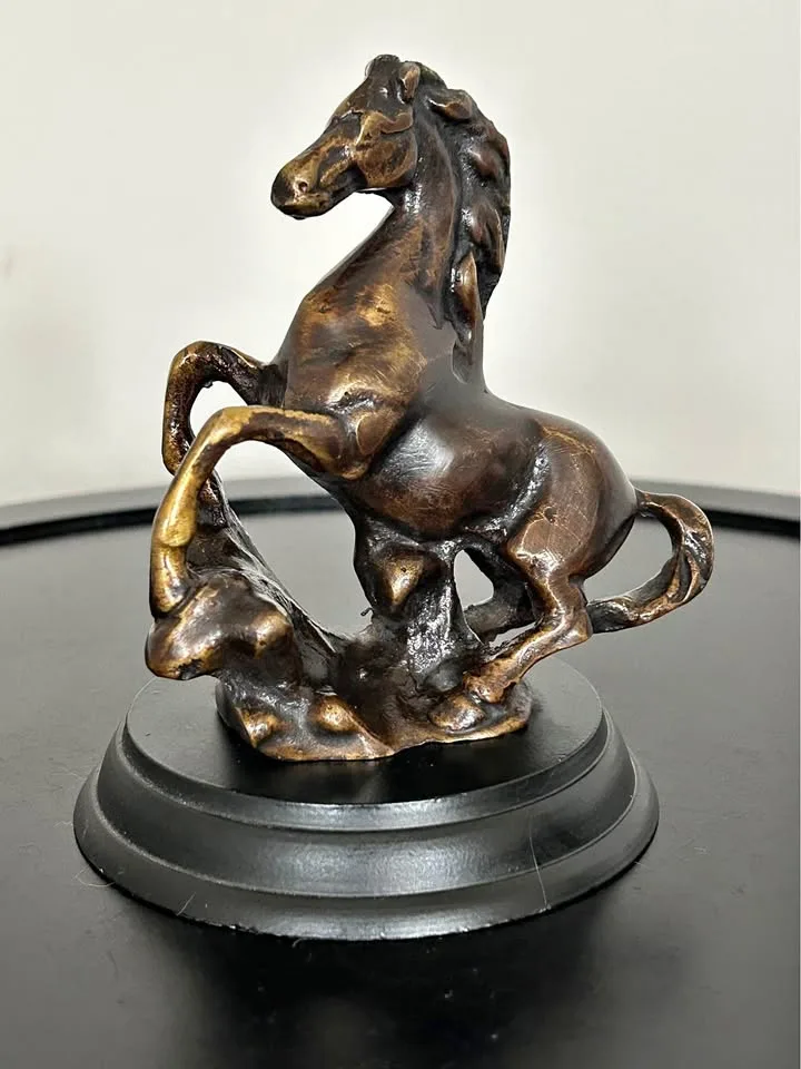 Vintage Bronze Horse Figurine on Black Base – 4.5” Tall thumbnail