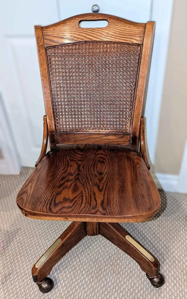 Vintage Tiger Oak Swivel Office Chair image indicator(8)