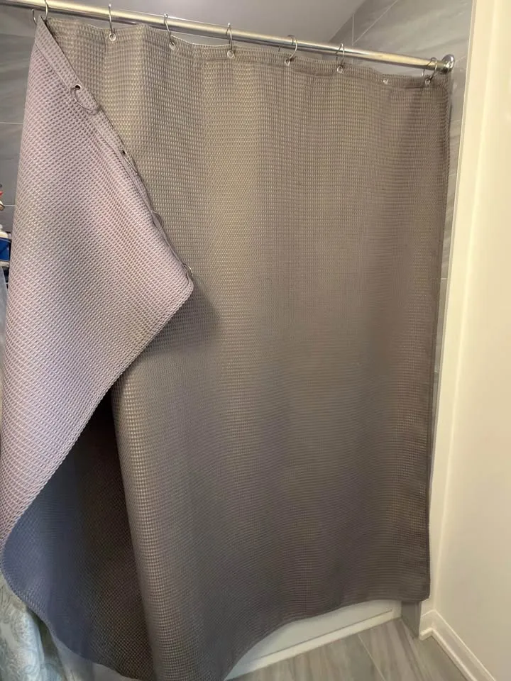 Fabric shower curtain with hooks image indicator(2)