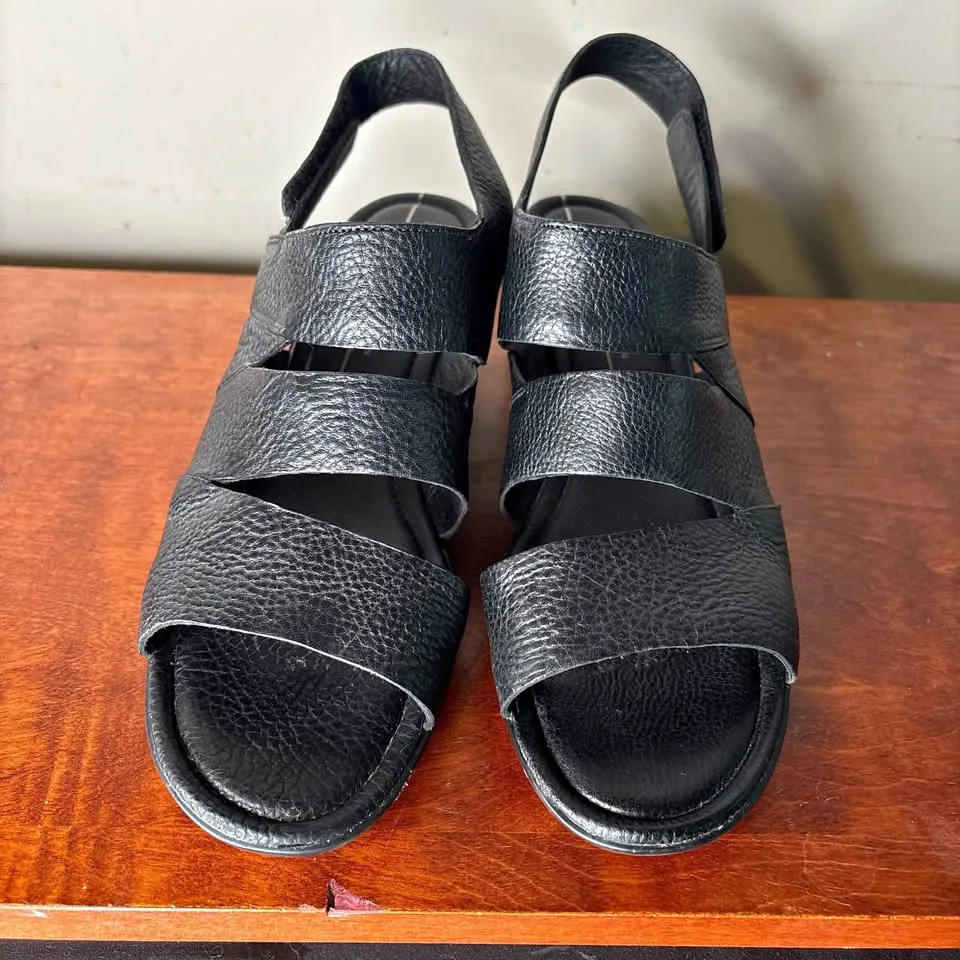 Ecco black leather sandal thumbnail