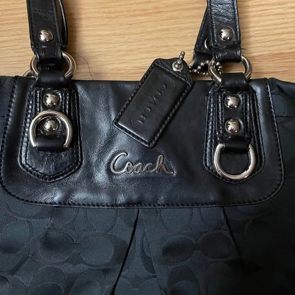 Coach Ashley Black Canvas Shoulder Bag image indicator(2)