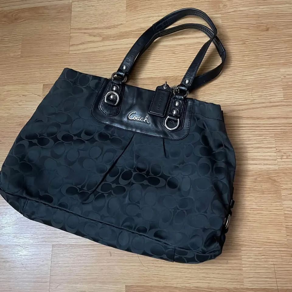 Coach Ashley Black Canvas Shoulder Bag image indicator(4)